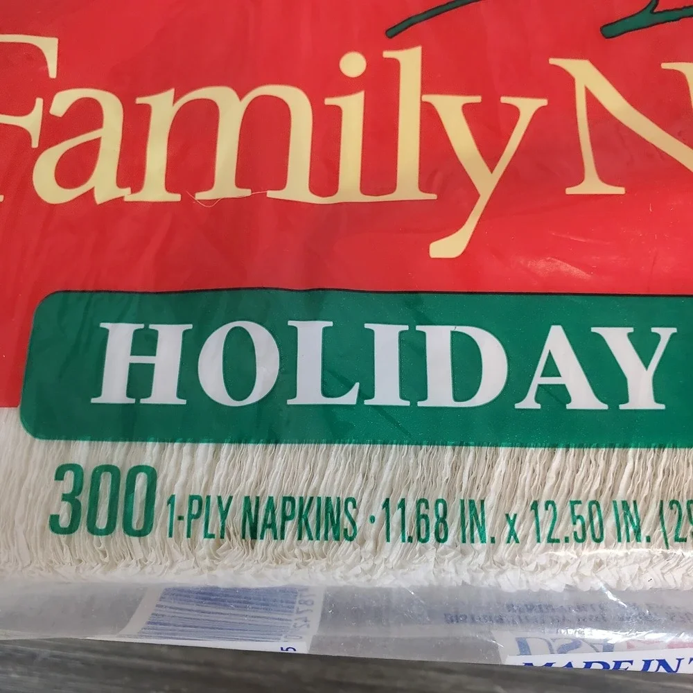 NOS - 300 Ct. Vintage Holiday Print Christmas Napkins - Peppermint Candy Cane